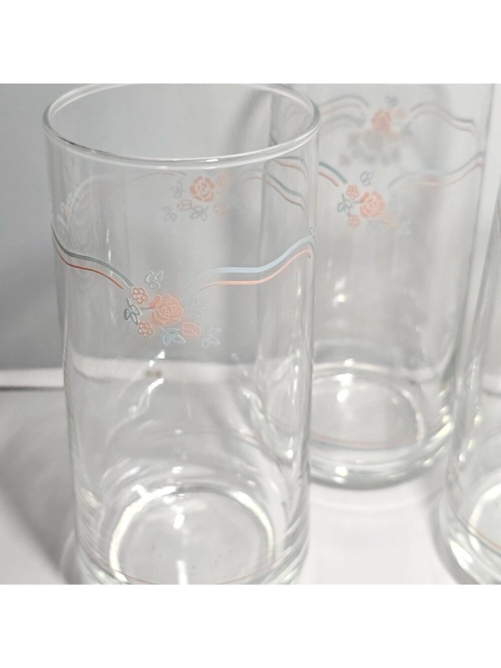 4 Corelle English Breakfast Tumblers 6" drinking glasses delicate rose 16oz - Picture 6 of 9